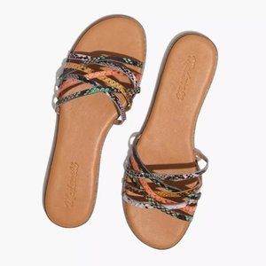 NWT Madewell Crisscross Snakeskin Slide Sandals 8